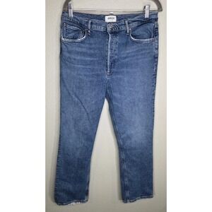 AGOLDE Riley Crop Jeans Size 30 High Rise Raw Hem Organic Cotton